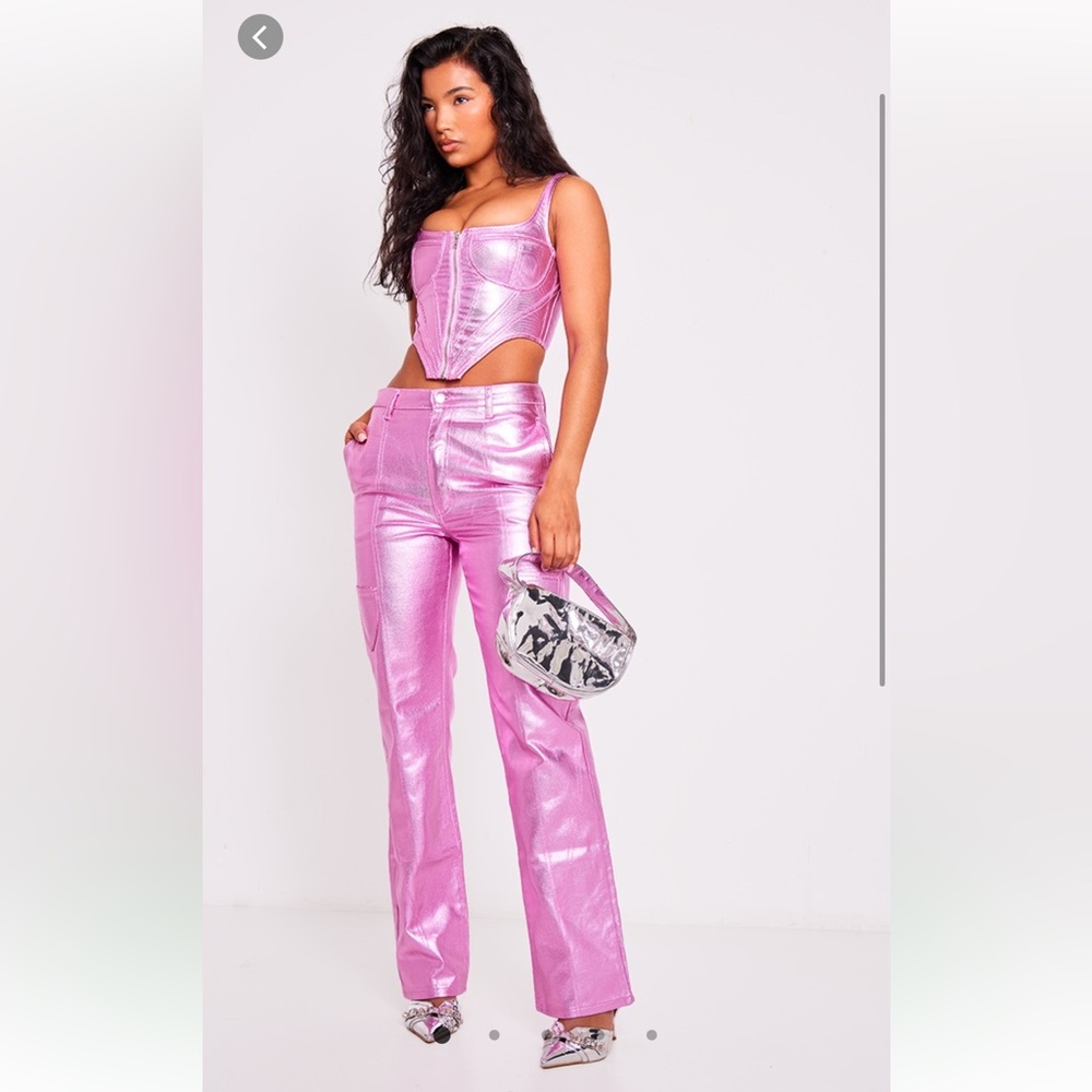 PrettyLittleThing Pink Metallic Top